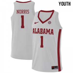 Youth Riley Norris White Alabama #1 Stitched Jerseys