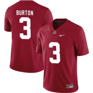Men's Jermaine Burton Crimson University of Alabama #3 Limited Football Jersey